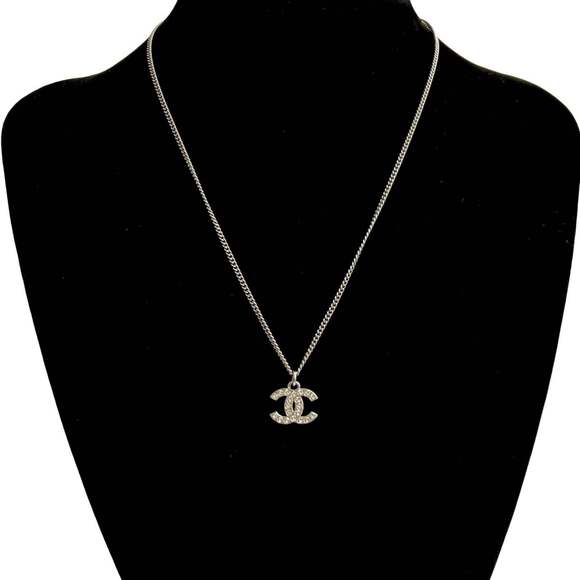 CHANEL Silver Logo Necklace